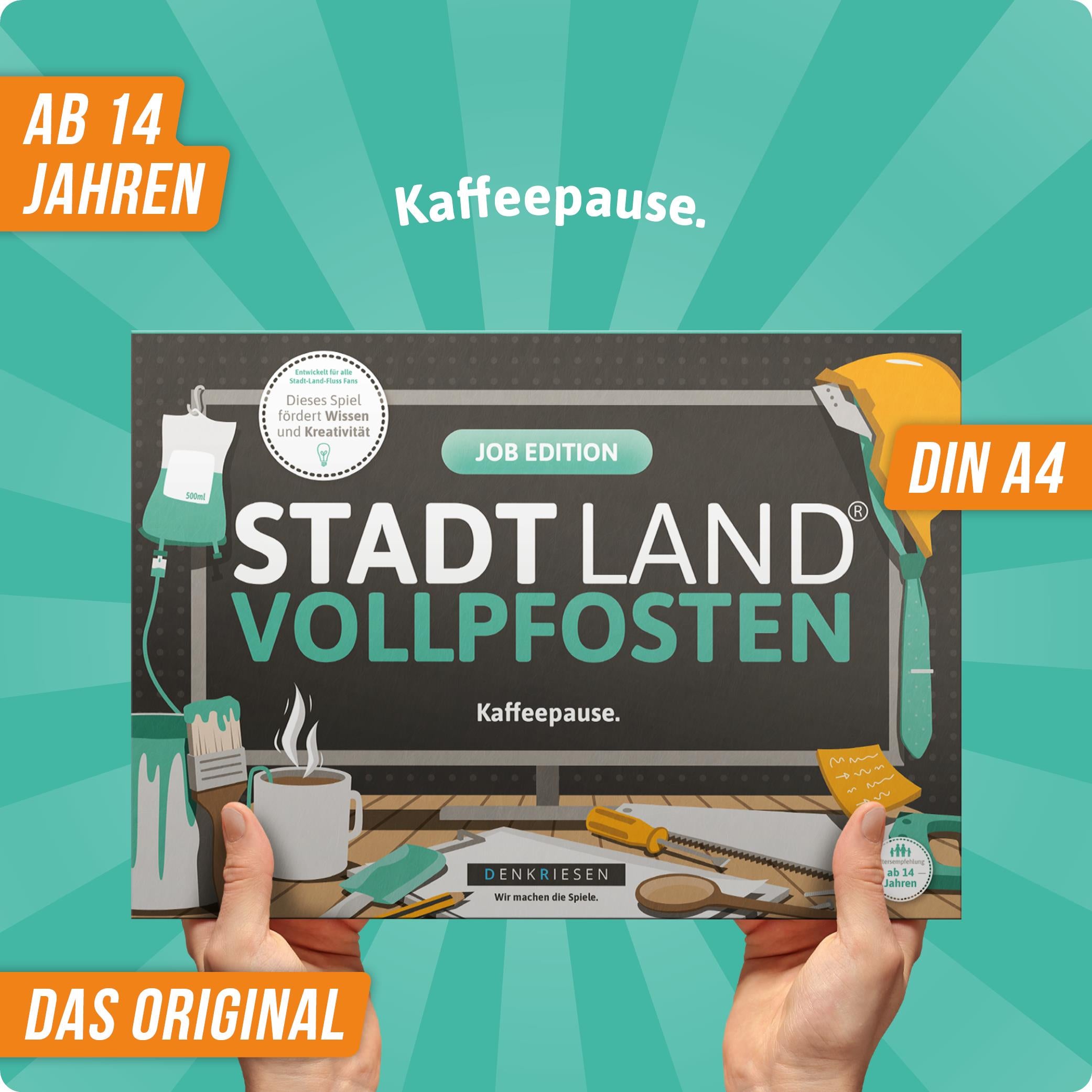 Stadt Land Vollpfosten® Job Edition – "Kaffeepause." | A4 Spielblock