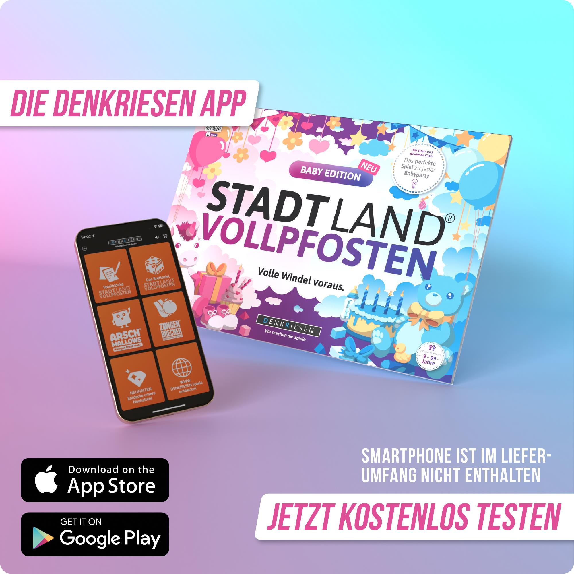 Stadt Land Vollpfosten® Baby Edition – "Volle Windel voraus." | A4 Spielblock