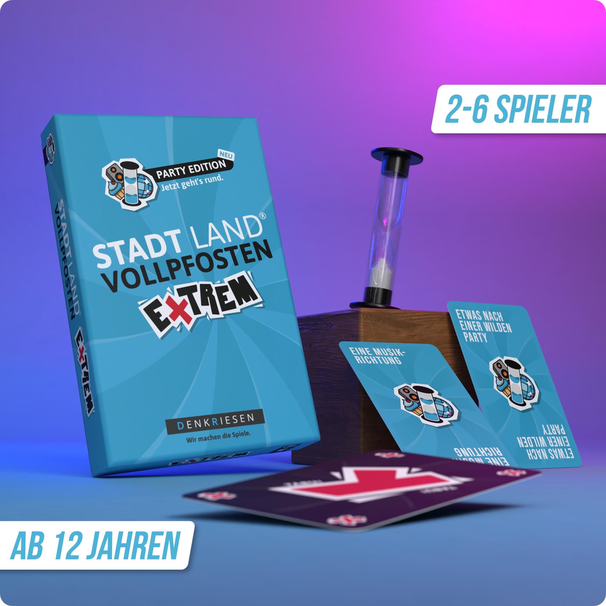 Stadt Land Vollpfosten® Party Edition – "Jetzt geht's rund."  | Extrem