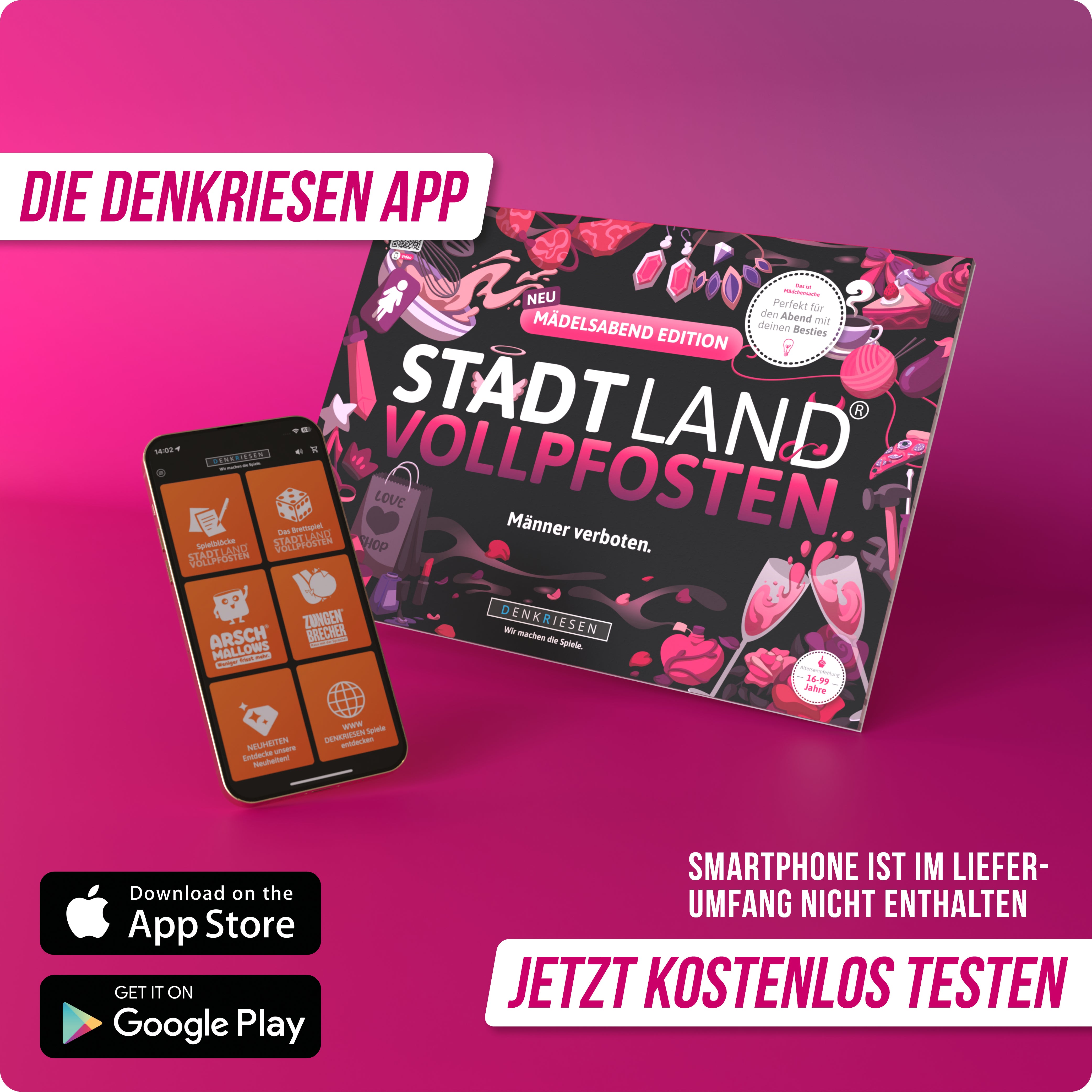 Stadt Land Vollpfosten® Mädelsabend Edition - "Männer verboten." | A4 Spielblock