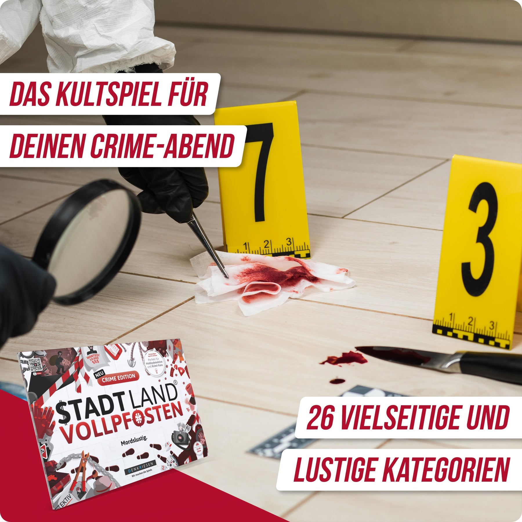 Stadt Land Vollpfosten® Spielblock | Crime Edition