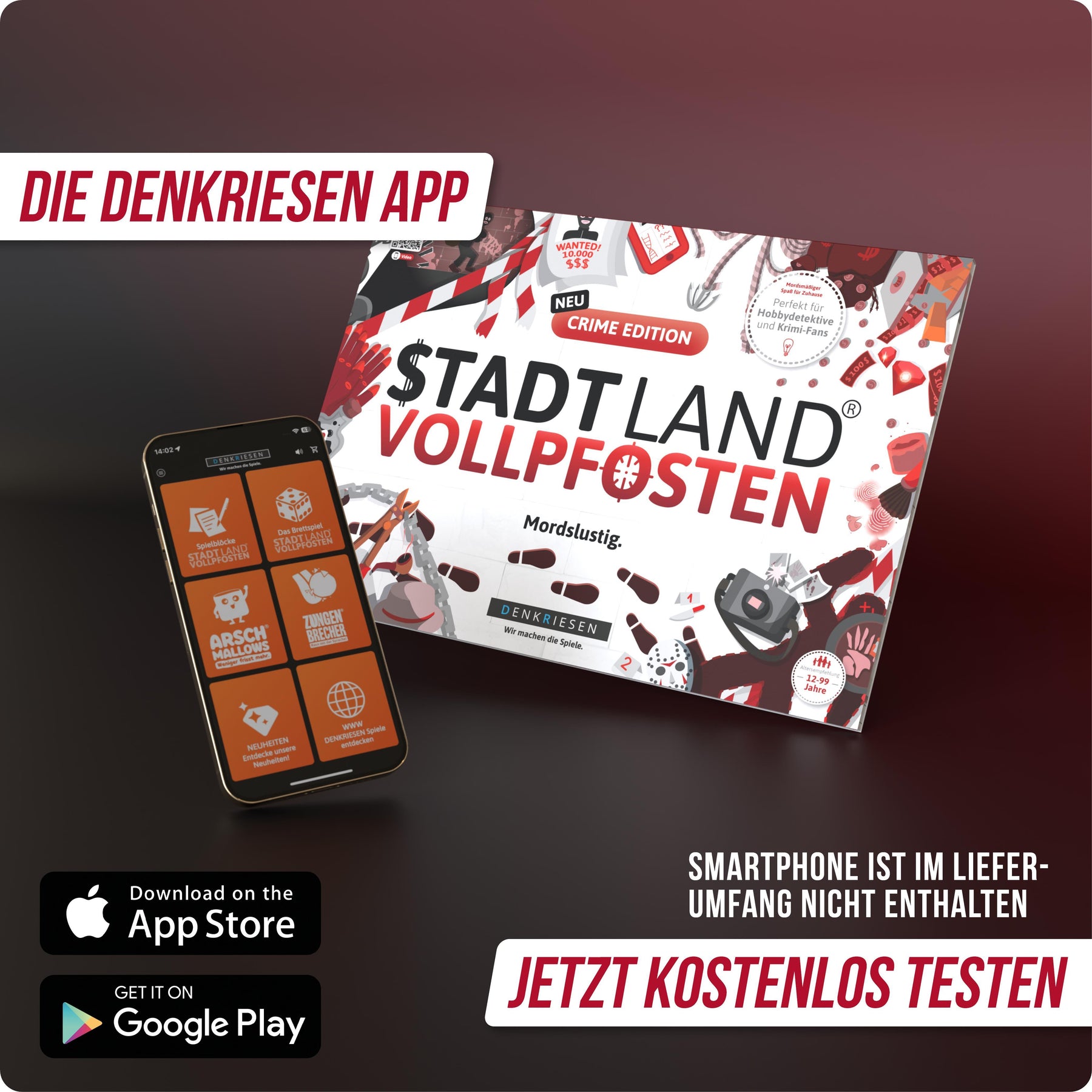 Stadt Land Vollpfosten® Spielblock | Crime Edition