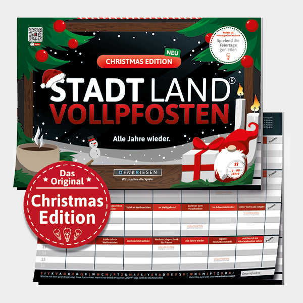 Stadt Land Vollpfosten® Christmas Edition –  "Alle Jahre wieder." | A4 Spielblock