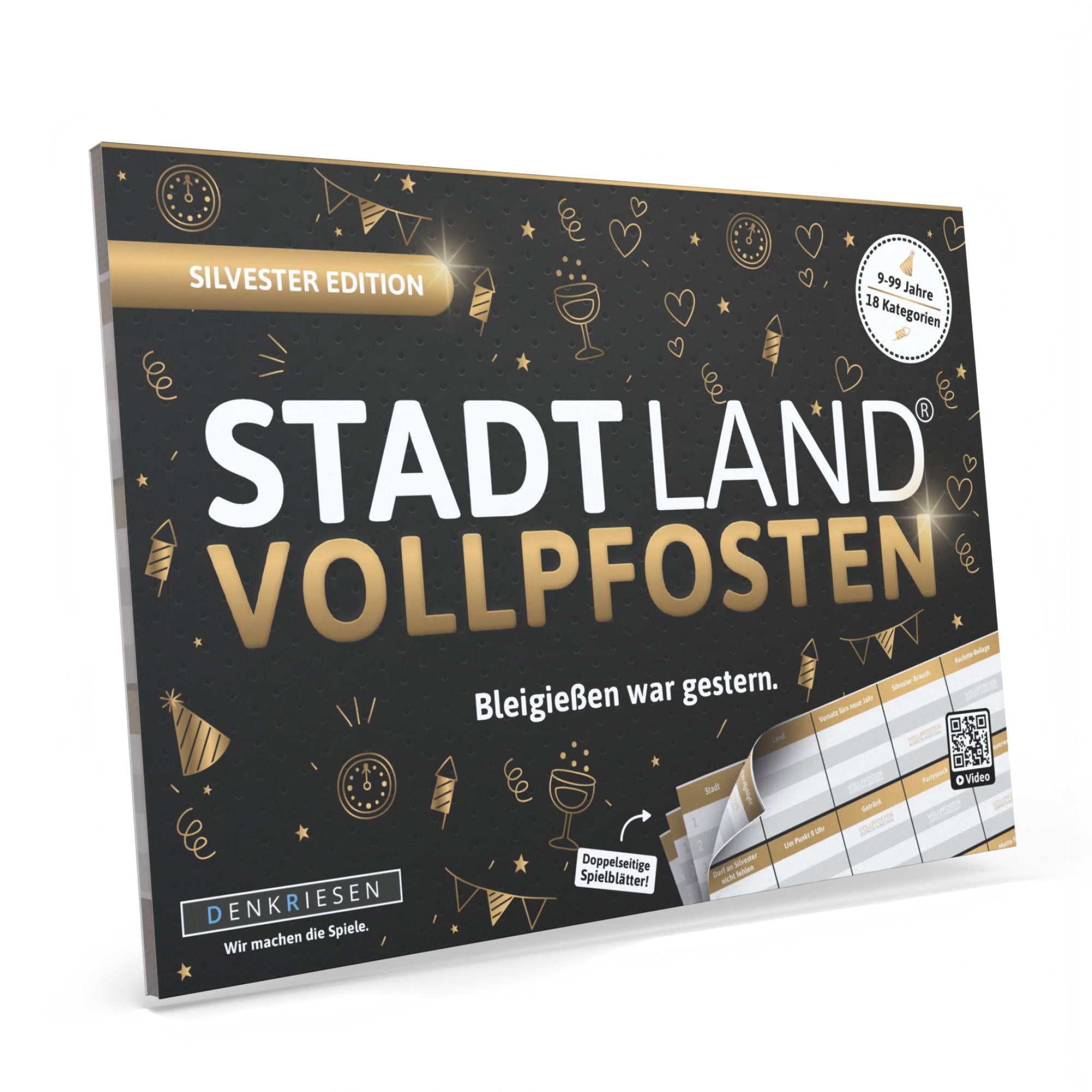 Stadt Land Vollpfosten® Silvester Edition – "Bleigießen war gestern." | A5 Spielblock